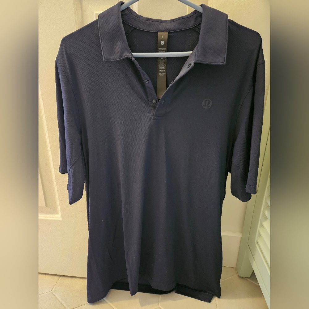 Lululemon Logo Sport Polo Short Sleeve - True Navy, Size Large